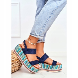 FW1 Sandali da donna su espadrillas con zeppa, blu navy Sandy 2