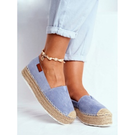FRBS Espadrillas da donna sulla piattaforma di lino blu La Playa 2