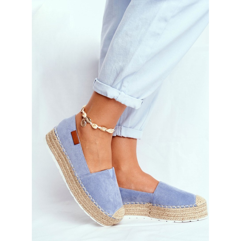FRBS Espadrillas da donna sulla piattaforma di lino blu La Playa 1