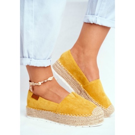 FRBS Espadrillas da donna su piattaforma in lino giallo La Playa 2