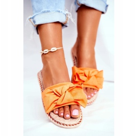 FJ1 Pantofole da donna con fiocco arancione neon Happiness arancia 1