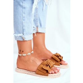FRJ Pantofole da donna con fiocco Camel Happiness marrone 2