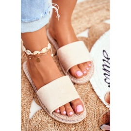 FRJ Pantofole Classiche da Donna Scamosciate Beige Look At Me 1