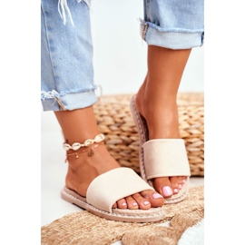 FRJ Pantofole Classiche da Donna Scamosciate Beige Look At Me 2