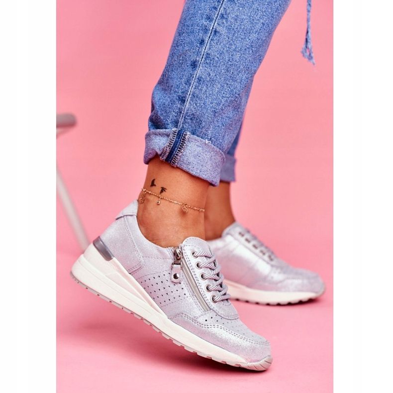 Vinceza Scarpe Sportive da Donna Sneakers Pelle Argento FT20-8675 Better Way grigio 2