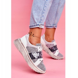 Scarpe sportive Sneakers in pelle da donna Maciejka 04448-03 bianco grigio 2