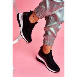 Vinceza Scarpe sportive in pelle slip-on da donna nere SG20-7769 Unisciti a noi nero 2