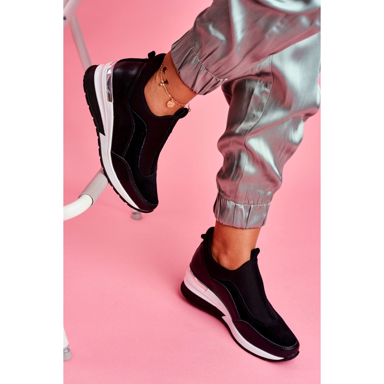 Vinceza Scarpe sportive in pelle slip-on da donna nere SG20-7769 Unisciti a noi nero 2