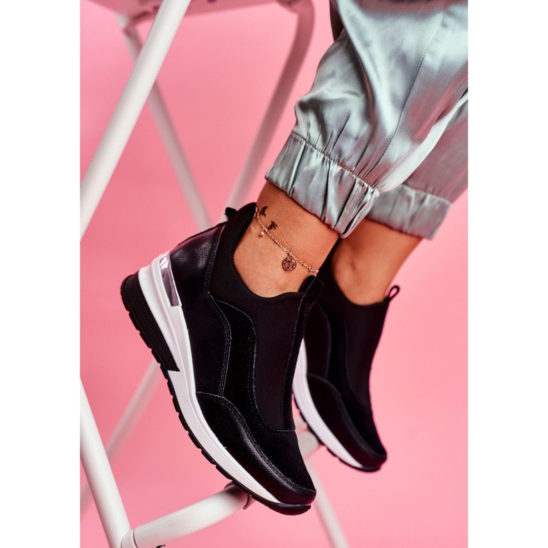Vinceza Scarpe sportive in pelle slip-on da donna nere SG20-7769 Unisciti a noi nero 1