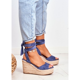 FRID Sandali da donna su espadrillas con zeppa Blu Ollie 1