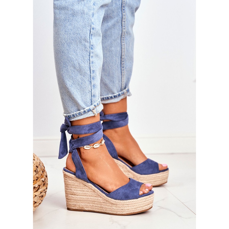 FRID Sandali da donna su espadrillas con zeppa Blu Ollie 1