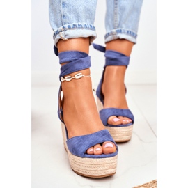 FRID Sandali da donna su espadrillas con zeppa Blu Ollie 2
