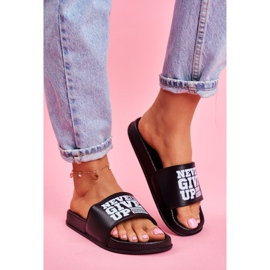 ADY Pantofole da donna Never Give Up Oro Nero Bianco 1