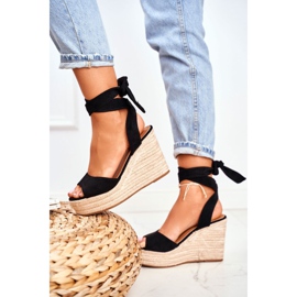 FRID Sandali da donna su espadrillas con zeppa Black Ollie nero 1