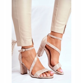 Sandali Donna Con Tacco Alto Sergio Leone Beige Scale SK870 1