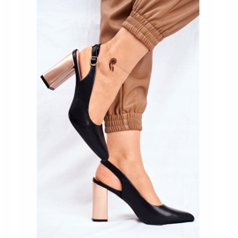 Décolleté Donna Con Tacco Aperto Sergio Leone Nero PB218 giallo 1