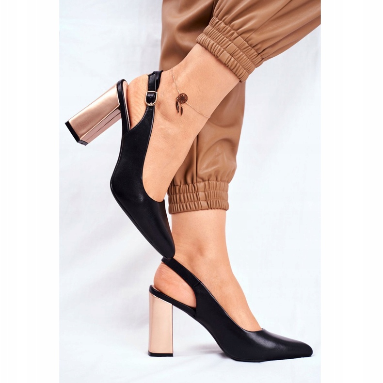 Décolleté Donna Con Tacco Aperto Sergio Leone Nero PB218 giallo 1