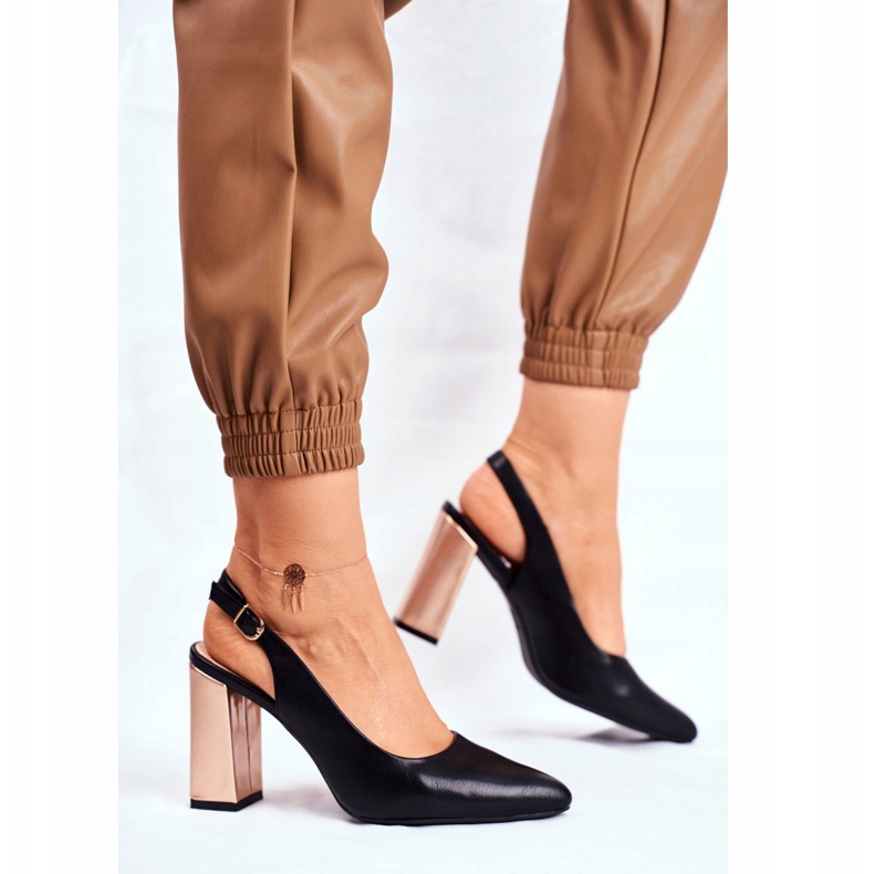 Décolleté Donna Con Tacco Aperto Sergio Leone Nero PB218 giallo 2