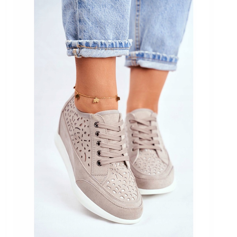 Sneakers Sergio Leone Donna Grigie Traforate PB122 grigio 2