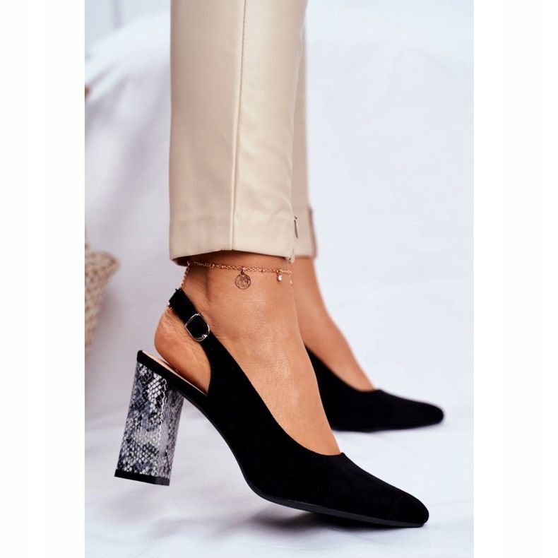 Décolleté Donna Con Tacco Aperto Sergio Leone Serpente Nero PB218 2
