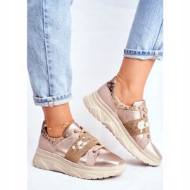 Scarpe sportive Sneakers in pelle da donna Maciejka 04448-25 beige multicolore d'oro 1