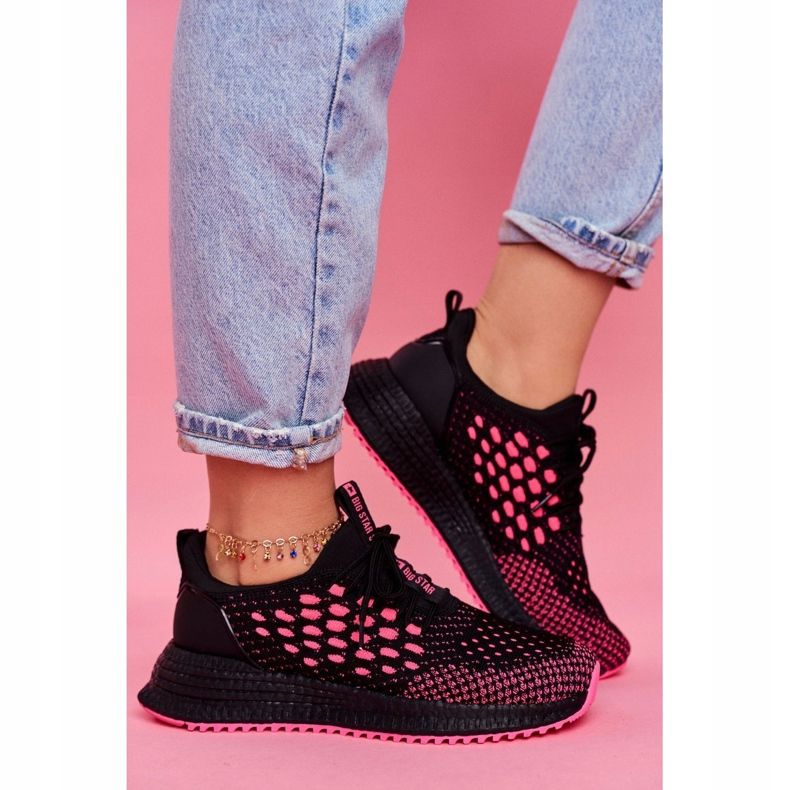 Scarpe Sportive Donna Sneakers Big Star Nero Fucsia FF274964 rosa 1
