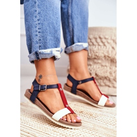 EVE Sandali da donna a forma piatta 8SD35-0306 Blu navy Dubi marrone 1