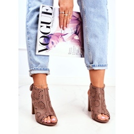 EVE Sandali da donna con tacco traforato Velcro Khaki Rules cachi 1