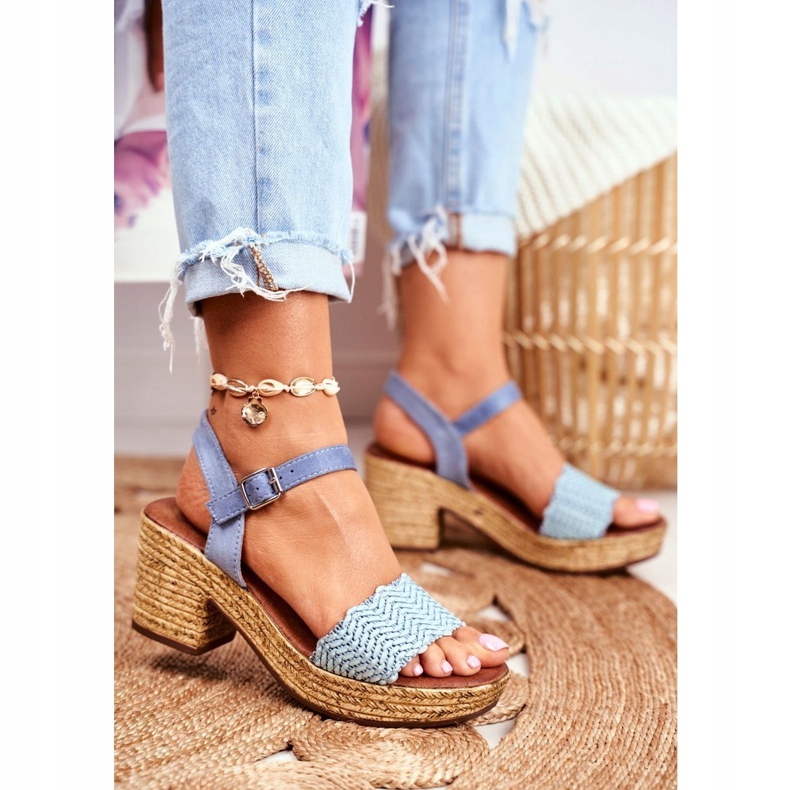 EVE Sandali Da Donna Con Tacco Blu Fobi 1