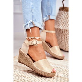 EVE Sandali da donna su espadrillas con zeppa Golden Maritta d'oro 1