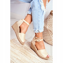 EVE Sandali da donna su espadrillas con zeppa Golden Maritta d'oro 2