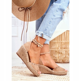 EVE Sandali da donna su espadrillas con zeppa Beige Sagittario 2