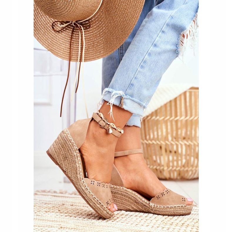 EVE Sandali da donna su espadrillas con zeppa Beige Sagittario 2