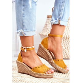EVE Sandali da donna su espadrillas con zeppa Giallo Sagittario 1