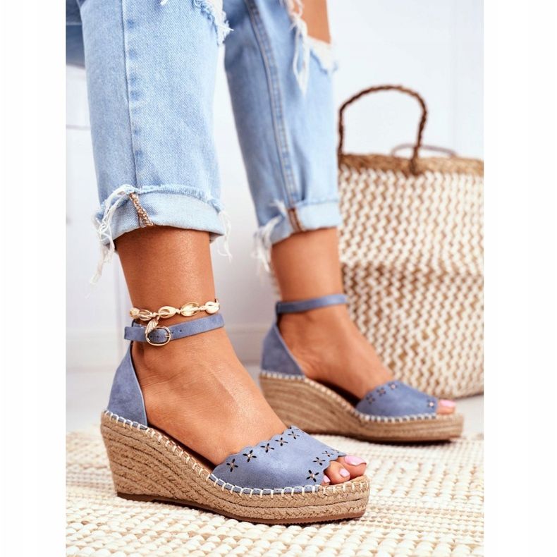 EVE Sandali da donna su espadrillas con zeppa blu Sagittario 1