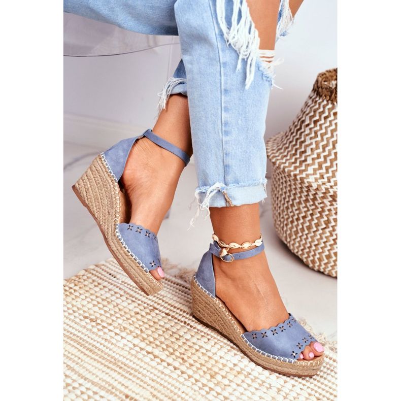 EVE Sandali da donna su espadrillas con zeppa blu Sagittario 2
