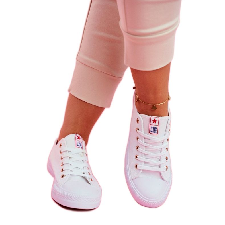 NEWS Sneakers Donna Bassa Tessuto Bianco Ecoma 2