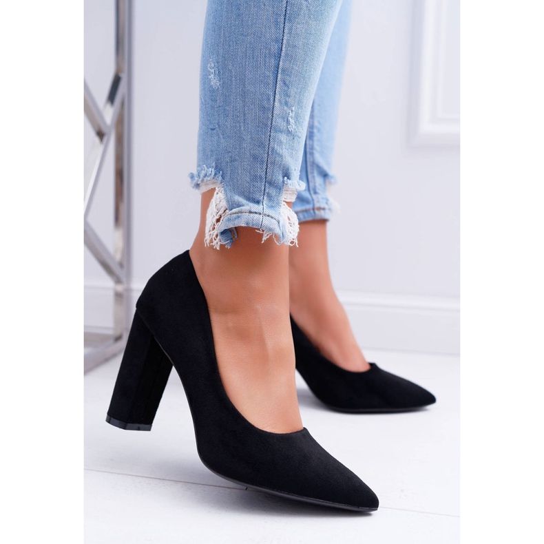 SEA Décolleté con tacco da donna in camoscio nero fragola 1