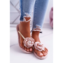 Ciabatte Donna Infradito Fiore Beige Glitter Elenda 2