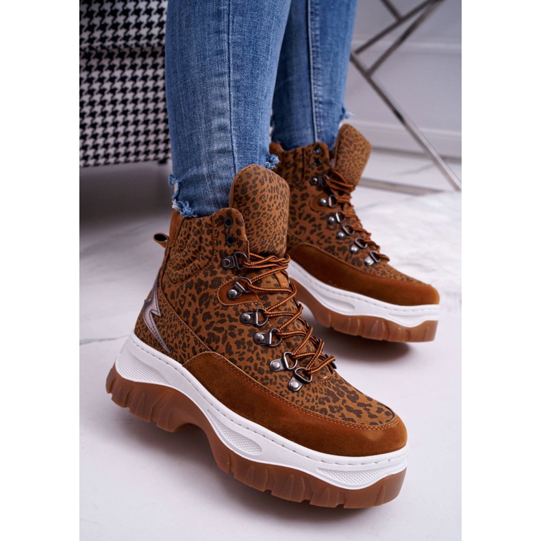 SEA Scarpe da trekking Donna Trappers Leopard Greem marrone 2