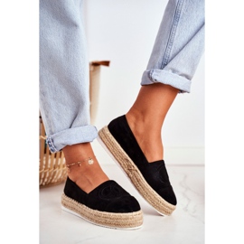 SEA Espadrillas da donna con suola spessa in lino nero Febi 1