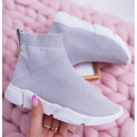 FRROCK Scarpe Sportive per Bambini Broccato Argento Deva grigio 1