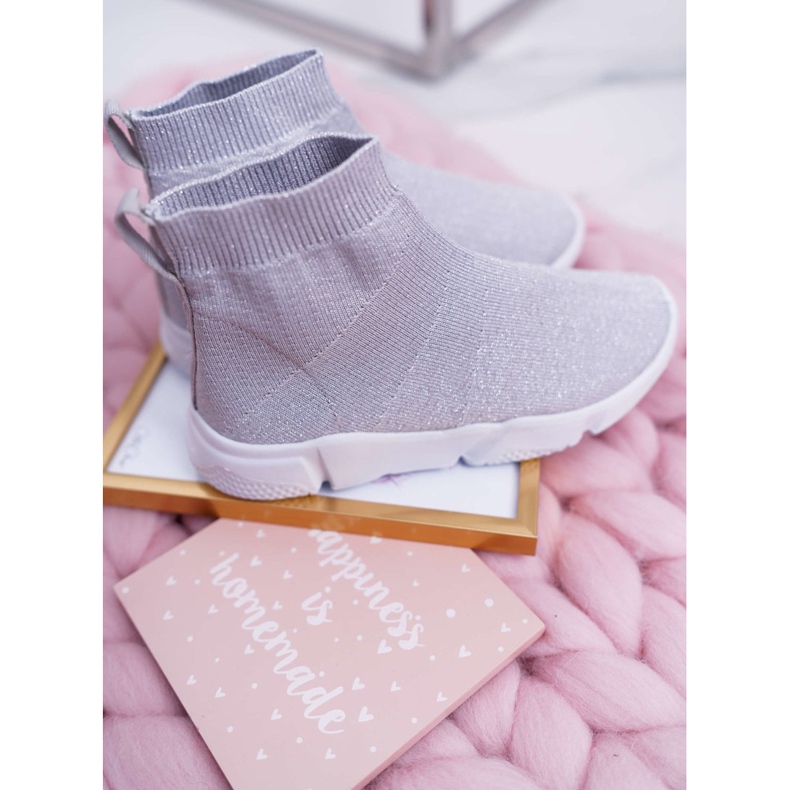 FRROCK Scarpe Sportive per Bambini Broccato Argento Deva grigio 2