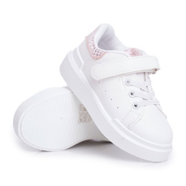 FRROCK Scarpe sportive per bambini Ilonka bianche con velcro bianco rosa 1
