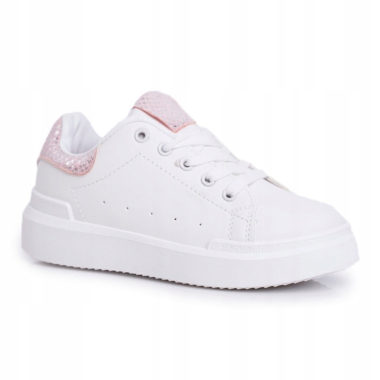 FRROCK Scarpe sportive per bambini Ilonka bianche con velcro bianco rosa 2