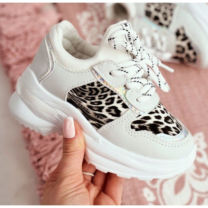 FRROCK Scarpe sportive per bambini con stampa leopardata Penny bianca grigio 2
