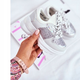 FRROCK Scarpe Sportive per Bambini con Broccato Argento Matylda bianco grigio 2