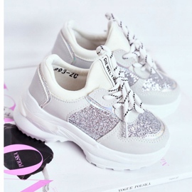 FRROCK Scarpe Sportive per Bambini con Broccato Argento Matylda bianco grigio 1