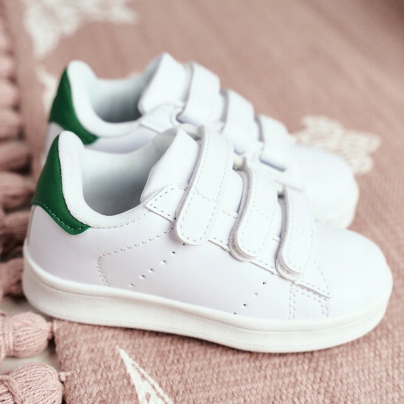 FRROCK Scarpe Sportive Bambino Gioventù Bianche Fifi Velcro bianco verde 1