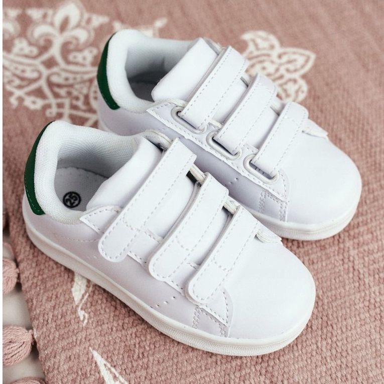 FRROCK Scarpe Sportive Bambino Gioventù Bianche Fifi Velcro bianco verde 2